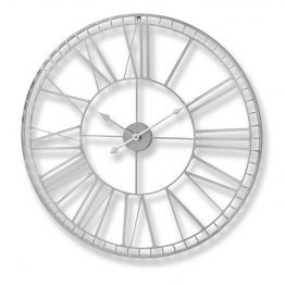 Large Silver Round Open Wall Clock