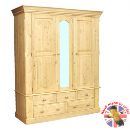 Cottage Pine Triple Mirror W/robe on 5 Drws
