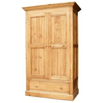 Reclaimed Bedroom Wardrobe Double with Drawer - Large